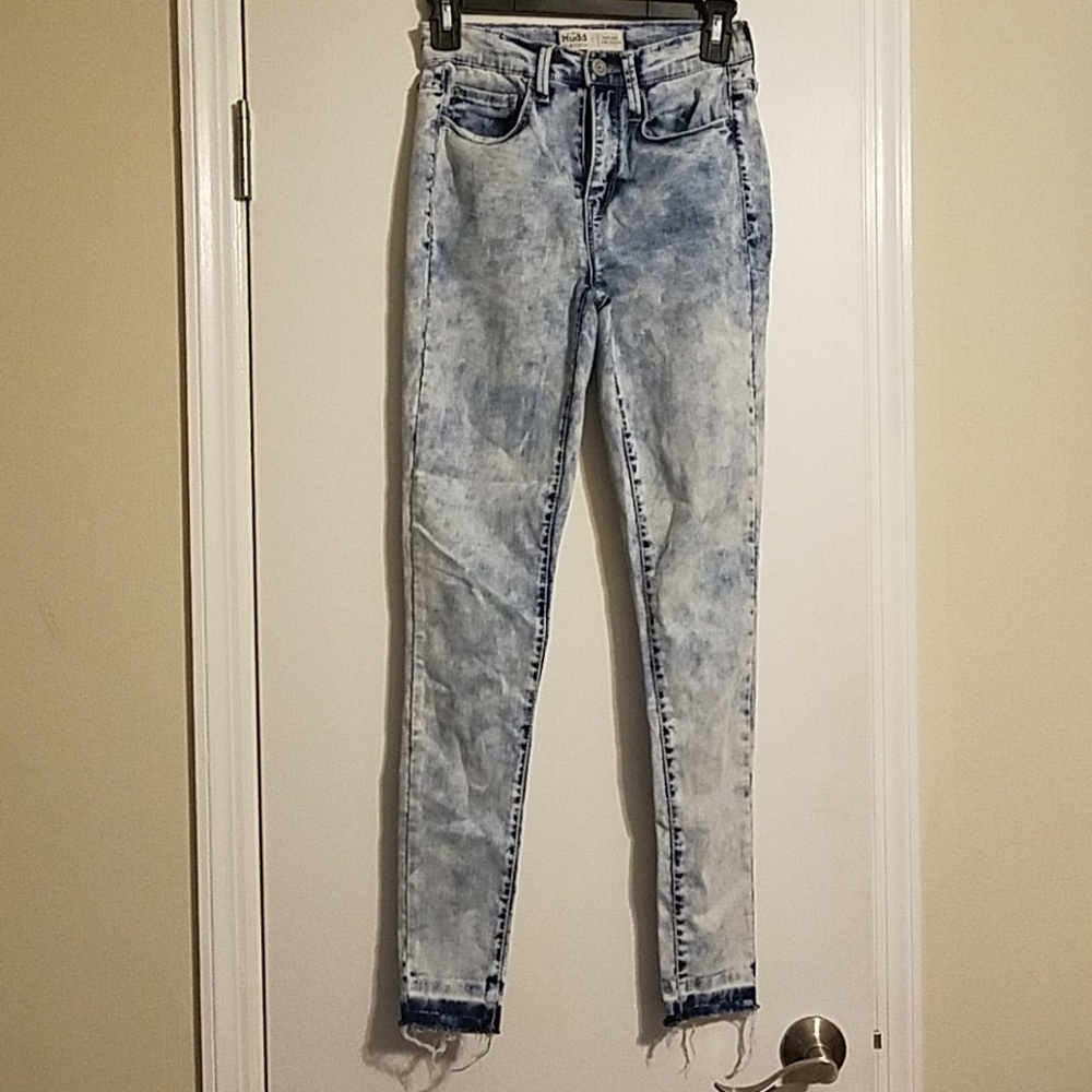 Acid wash high waisted jeans